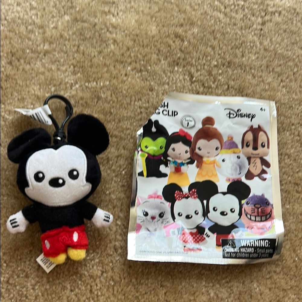Disney Mickey Mouse Plush Bag Clip - Black, White, and Red